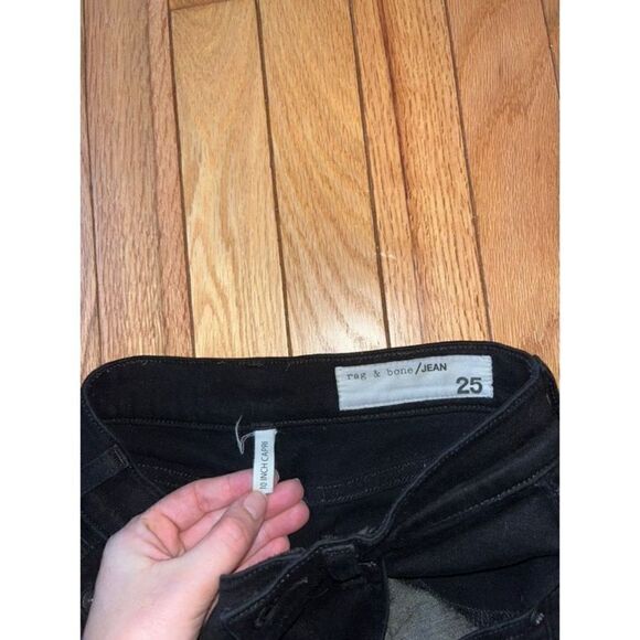 Rag & Bone 10 Inch Capri Raw Step Hem Skinny Jeans in Black Hampton - Size 25 - Picture 4 of 6